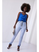 Pantaloni de dama din denim cu nasturi decorativi 70267 - Magazin online - Boutique